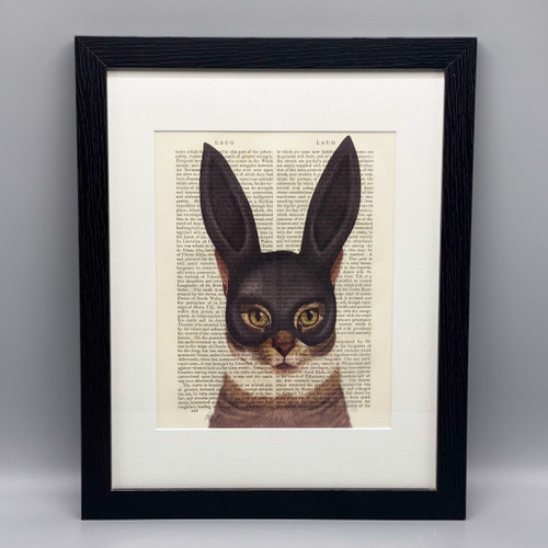 Cat w/Rabbit Mask Framed Book Print