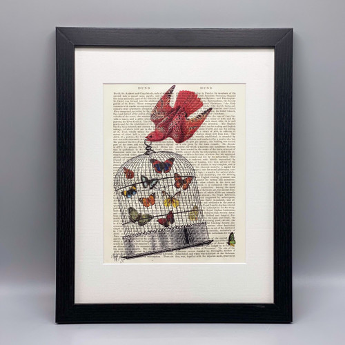 Flying Birdcage Butterflies Framed Book Print