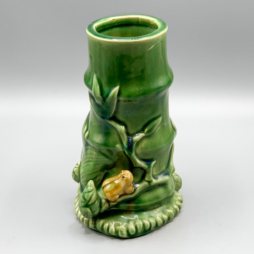 Ceramic Bamboo Vase with Frog