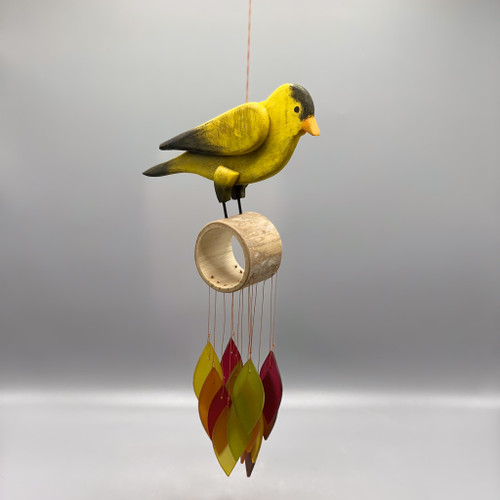 Yellow Bird Tumbled Glass Wind Chime