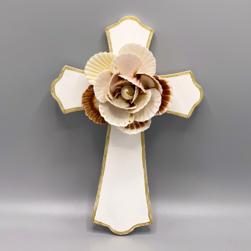 Handmade Cross with Shell Flower