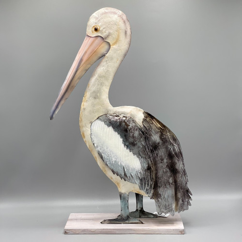 Metal & Capiz Standing Pelican