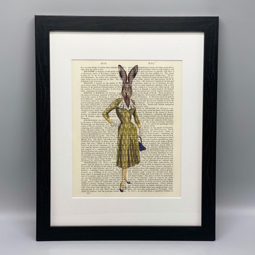 Rabbit in Mustard Dress Framed Book Print