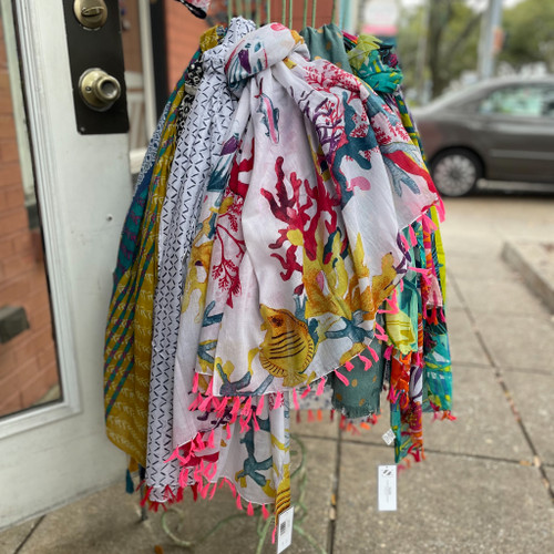 Coral Block Print Scarf