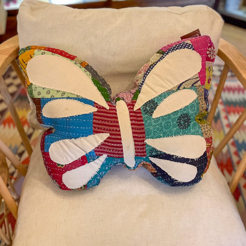 Butterfly Kantha Pillow