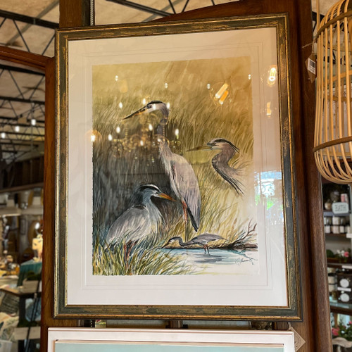 Framed Herons in Marsh Wall Decor