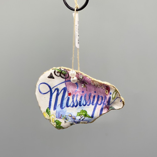 Mississippi Decoupage Oyster Shell Ornament