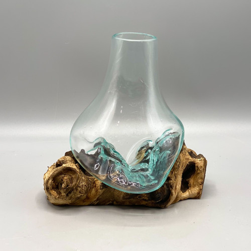 8" Molten Glass Vase on Driftwood