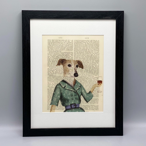 Greyhound Wine Snob Framed Book Print