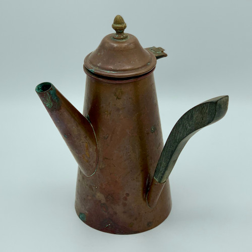 Vintage Copper Coffee Pot with Wooden Handle