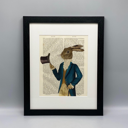 Hare in Turquoise Coat Framed Book Print