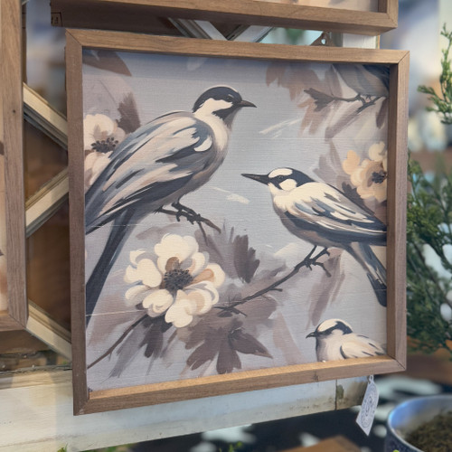 Framed 2 Birds on Floral Branch