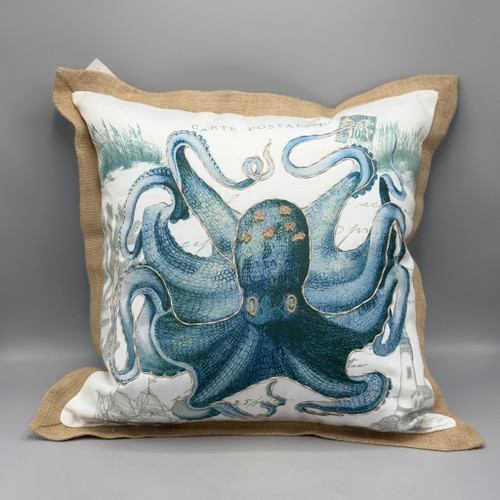 Outdoor Blue Octopus Pillow