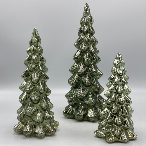 Mercury Glass LED Tree Green Mercury Glass LED Tree Green