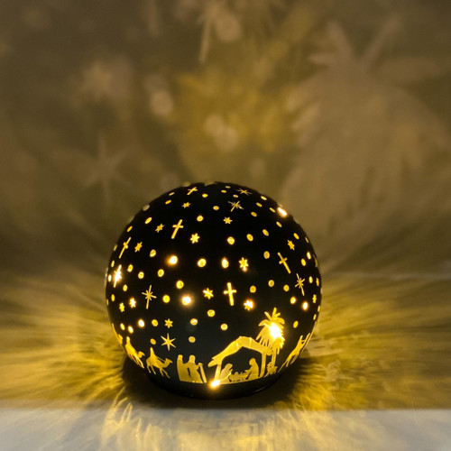 Med Nativity Orb W/LED Med Nativity Orb W/LED