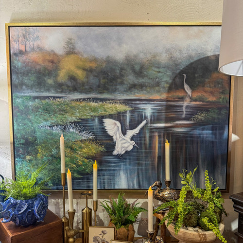 Hand-Painted Marsh Flight Framed Canvas Hand-Painted Marsh Flight Framed Canvas