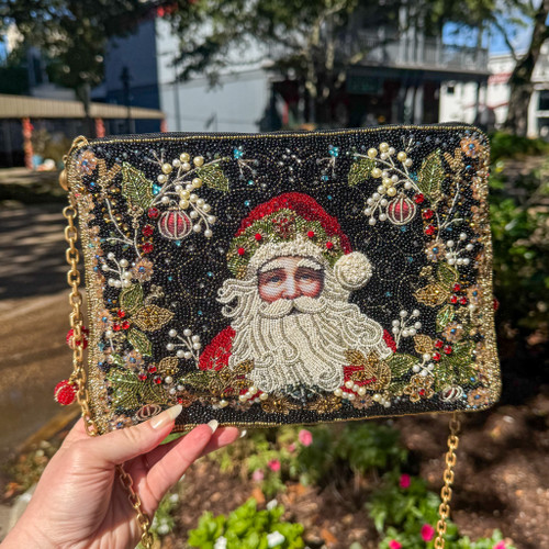Holiday Magic Santa Embroidered Crossbody