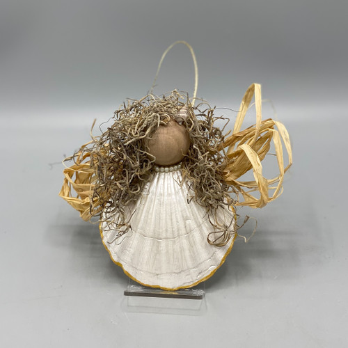 Hand Painted Gold Trim Clam Angel Ornament