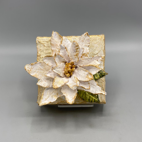 4x4 White Christmas Clay Poinsettia on Canvas