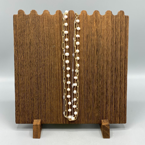 Freshwater Pearl Necklace w/Gold Paper Clip & Stainless Chain