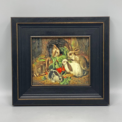 Vintage Reproduction Rabbits Meal Framed Print