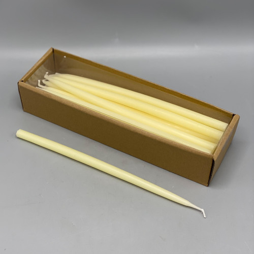 Box of 24 Thin Ivory Taper Candles