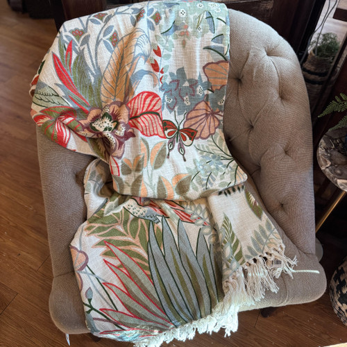 Tropical Botanicals Throw w/Fringe