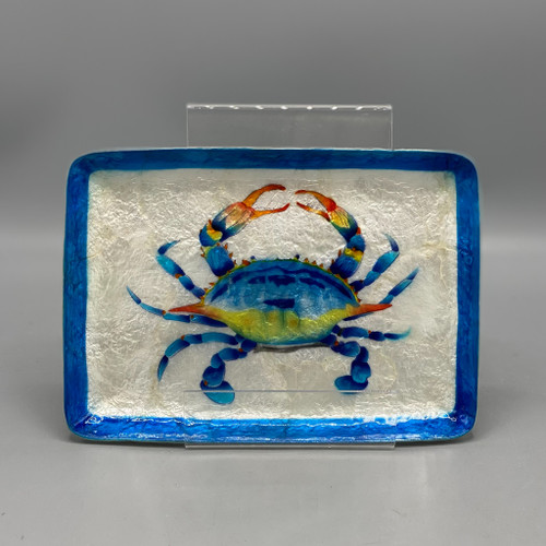 Blue Crab Painted Capiz Dish