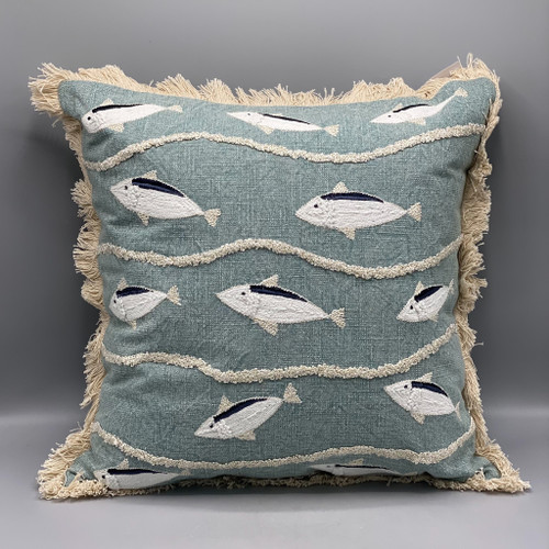 Embroidered School of Fish Pillow