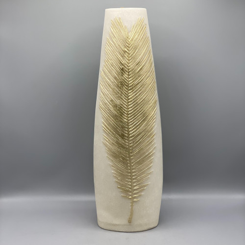 Cream Vase w/Gold Leaf