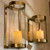Large Glass & Brass Finish Wall Mounted Hurricane Sconce