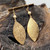 Worn Gold Marquise Drop Earrings