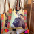 Large Fabric Donkey Bag w/Leather Handle