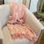 Recycled Cotton Blend Pink Geometric Throw