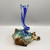 Blue Twisted Molten Glass Vase on Driftwood