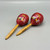 Vintage Wooden Red Maracas, Mexico