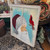 Hand-Painted Cardinal Santa Repurposed Window