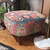 Embroidered Flowers Cotton Velvet Stool
