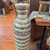 Large Blue Mother of Pearl Mosaic Shell Vase