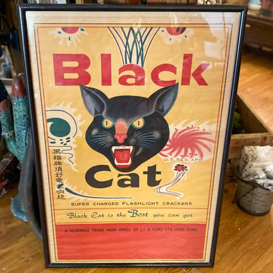 70s Black Cat Firecrackers Advertisement Poster - Ocean Springs