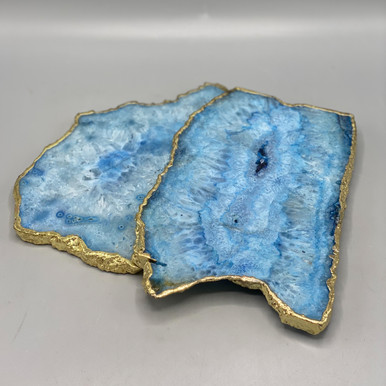 Vintage agate tray　W17.5cm Lサイズ Blue Agate Tray w/Gold Edge - Ocean Springs Mercantile