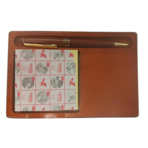 Imperial Wood Matt Brown Gold Trim Ball Pen with Notepad set IMP301R - CLEARANCE NEEDS RE Refill