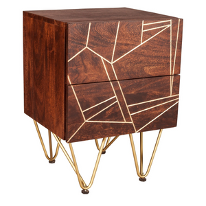 Dark Gold 2 Drawer Side Table