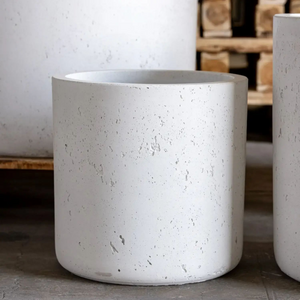 Aurella | White Mist  40cm Large Concrete Cylinder Planter  34L Round Plant Pot
