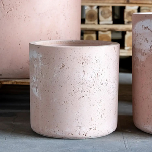 Aurella | Blushstone  55cm Extra Large Concrete Cylinder Planter  93L Round Plant Pot