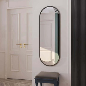 Emi - Black Metal Runway Oval Mirror - 120cm x 40cm