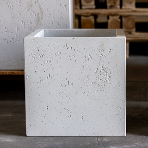 Cubrosa | White Mist  30cm Medium Square Concrete Planter  14L Block Plant Pot