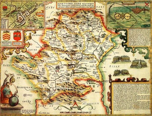 Hertfordshire Historical Map 1000 Piece Jigsaw Puzzle (1610)