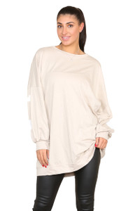 Buffalo Slogan Print Oversized Jumper Dress - Beige / One Size UK Fit(16/18)