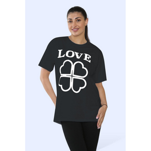 Ladies Love Printed Short Sleeve T-Shirt Top - Black / S/M